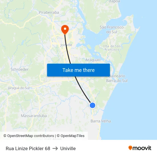 Rua Linize Pickler 68 to Univille map