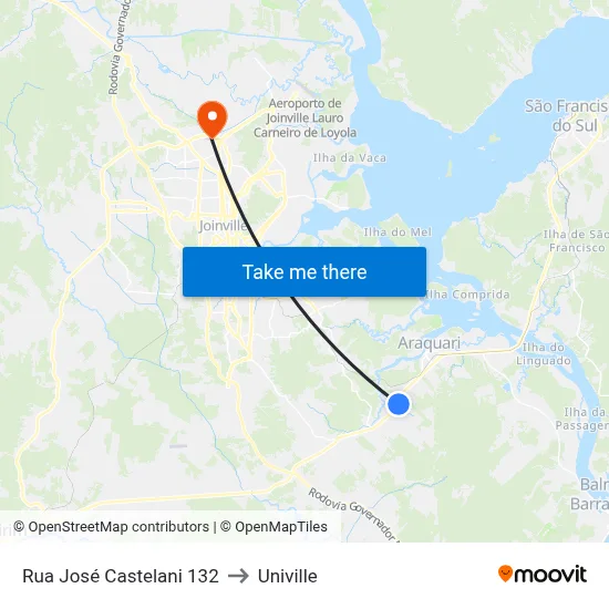 Rua José Castelani 132 to Univille map
