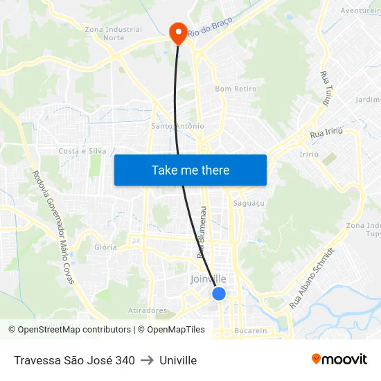 Travessa São José 340 to Univille map