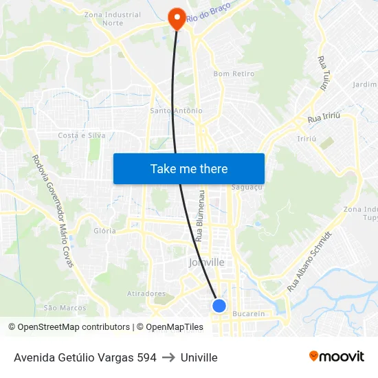 Avenida Getúlio Vargas 594 to Univille map