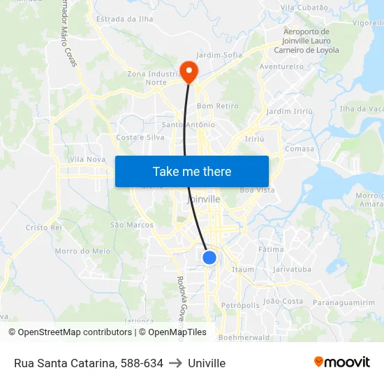 Rua Santa Catarina, 588-634 to Univille map
