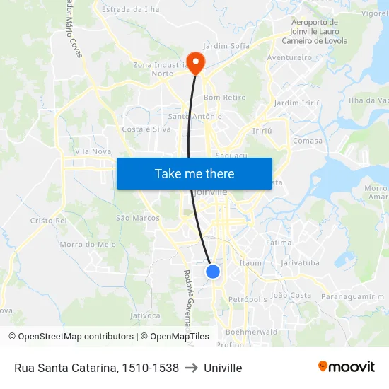Rua Santa Catarina, 1510-1538 to Univille map