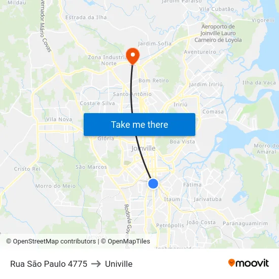 Rua São Paulo 4775 to Univille map