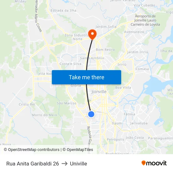 Rua Anita Garibaldi 26 to Univille map