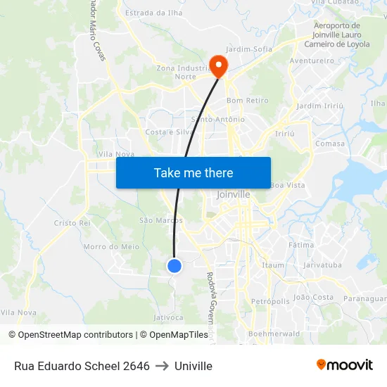 Rua Eduardo Scheel 2646 to Univille map