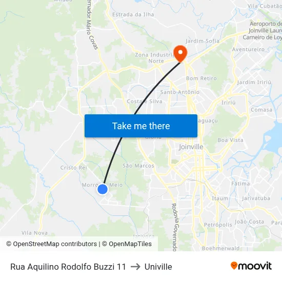 Rua Aquilino Rodolfo Buzzi 11 to Univille map