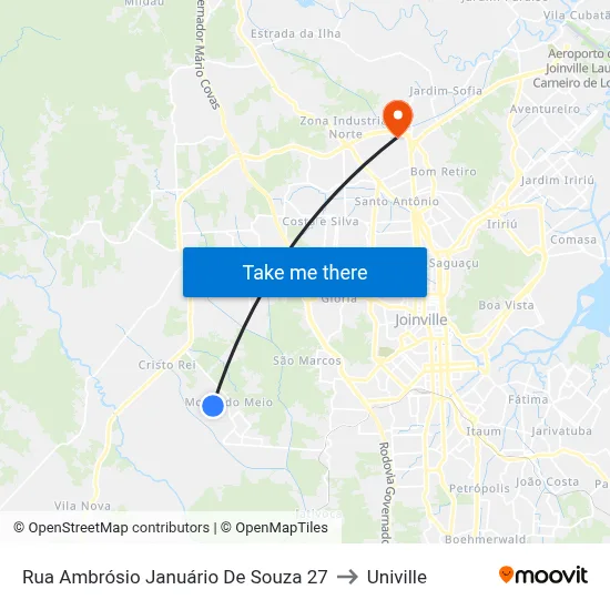 Rua Ambrósio Januário De Souza 27 to Univille map