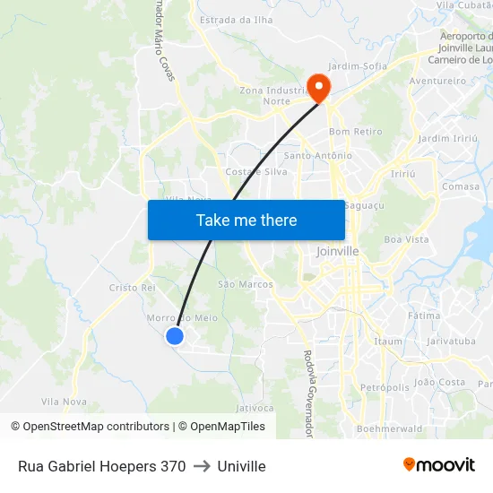 Rua Gabriel Hoepers 370 to Univille map