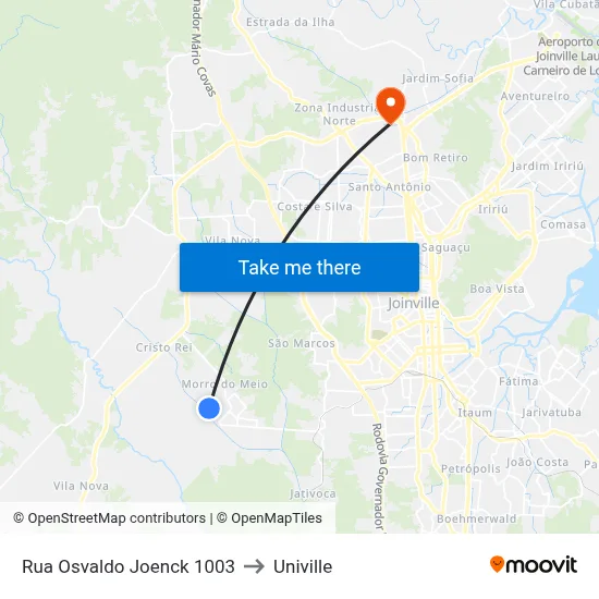 Rua Osvaldo Joenck 1003 to Univille map