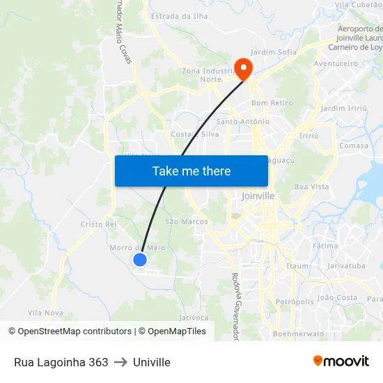 Rua Lagoinha 363 to Univille map