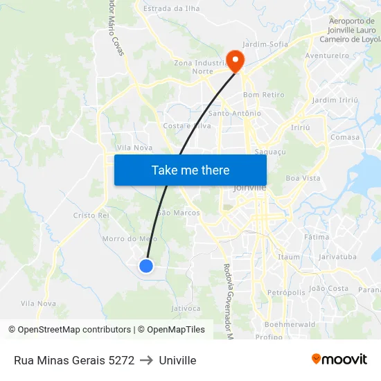 Rua Minas Gerais 5272 to Univille map