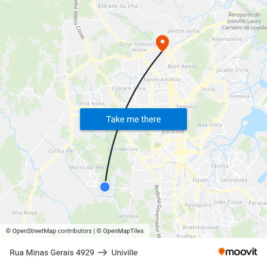 Rua Minas Gerais 4929 to Univille map