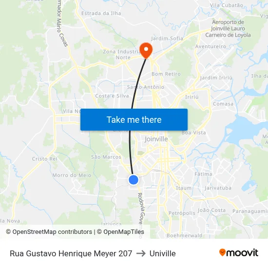Rua Gustavo Henrique Meyer 207 to Univille map