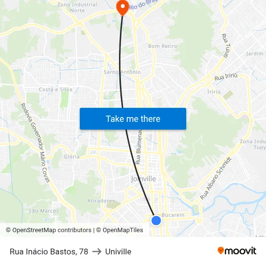 Rua Inácio Bastos, 78 to Univille map