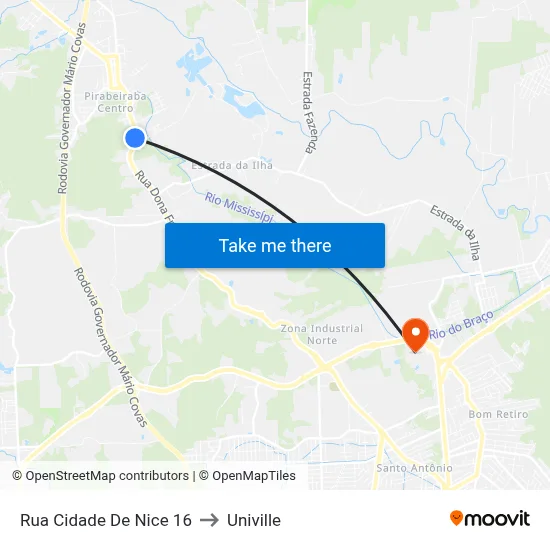 Rua Cidade De Nice 16 to Univille map