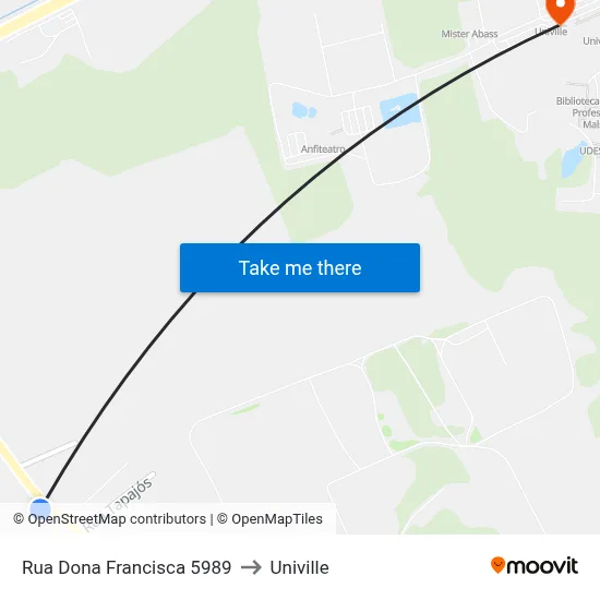 Rua Dona Francisca 5989 to Univille map