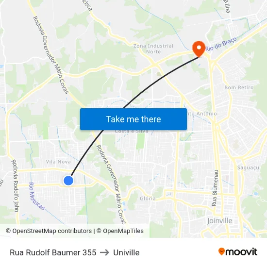 Rua Rudolf Baumer 355 to Univille map