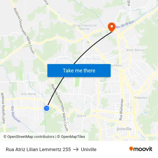 Rua Atriz Lilian Lemmertz 255 to Univille map