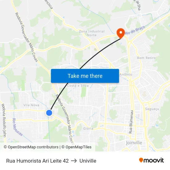 Rua Humorista Ari Leite 42 to Univille map