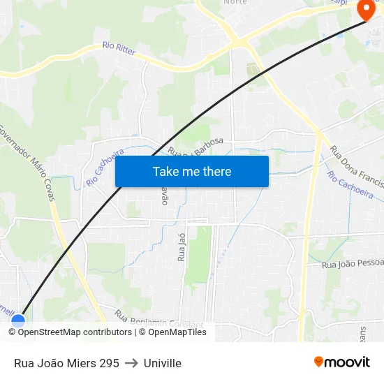 Rua João Miers 295 to Univille map