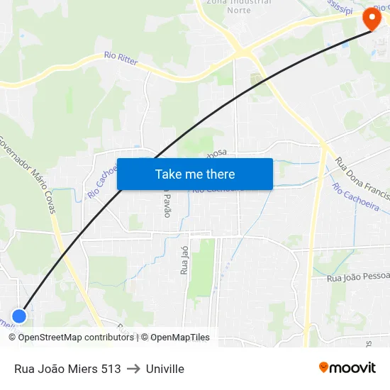 Rua João Miers 513 to Univille map