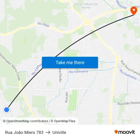 Rua João Miers 783 to Univille map