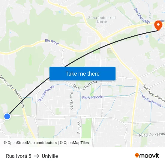 Rua Ivorá 5 to Univille map