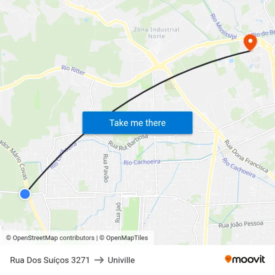 Rua Dos Suíços 3271 to Univille map