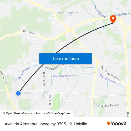 Avenida Almirante Jaceguay 3705 to Univille map