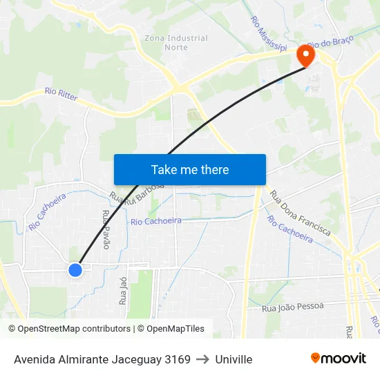Avenida Almirante Jaceguay 3169 to Univille map