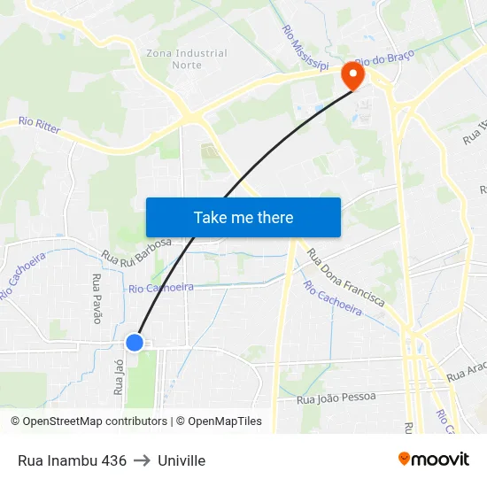 Rua Inambu 436 to Univille map