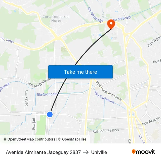 Avenida Almirante Jaceguay 2837 to Univille map