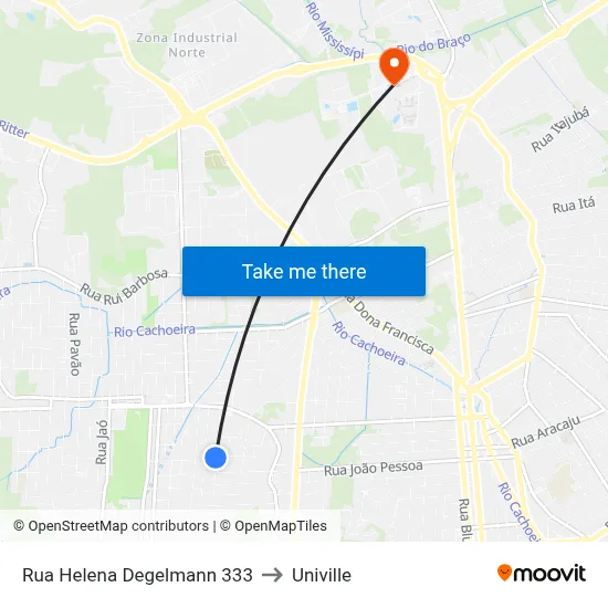 Rua Helena Degelmann 333 to Univille map
