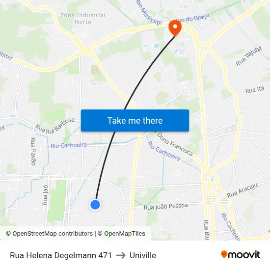 Rua Helena Degelmann 471 to Univille map