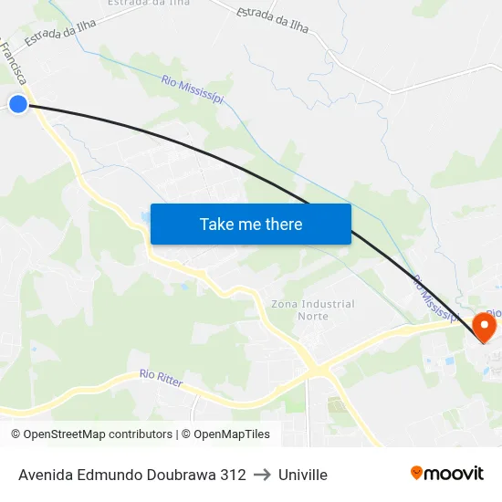 Avenida Edmundo Doubrawa 312 to Univille map
