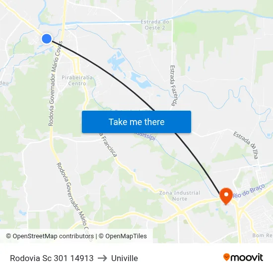 Rodovia Sc 301 14913 to Univille map