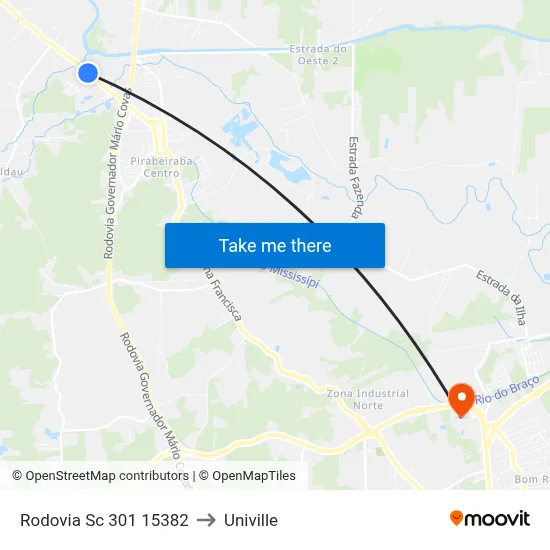 Rodovia Sc 301 15382 to Univille map