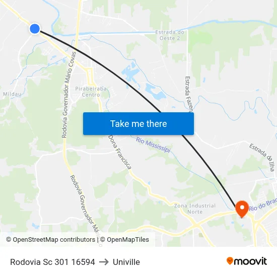Rodovia Sc 301 16594 to Univille map