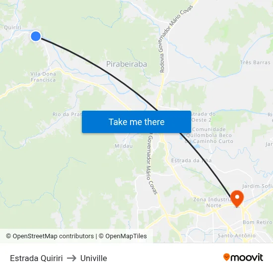 Estrada Quiriri to Univille map