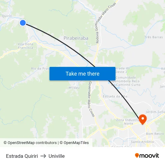 Estrada Quiriri to Univille map