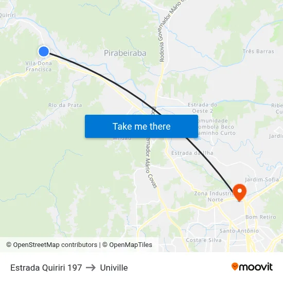 Estrada Quiriri 197 to Univille map