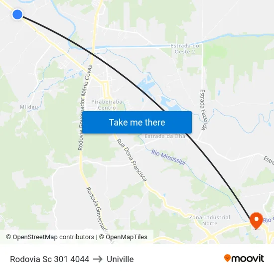 Rodovia Sc 301 4044 to Univille map