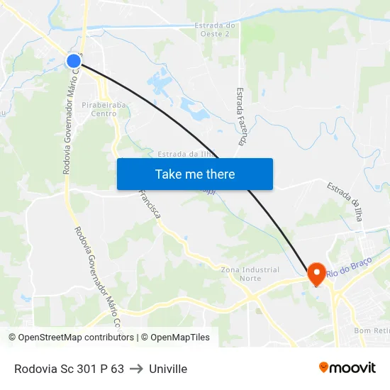 Rodovia Sc 301 P 63 to Univille map