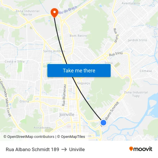 Rua Albano Schmidt 189 to Univille map