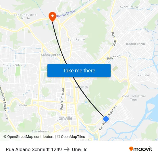 Rua Albano Schmidt 1249 to Univille map