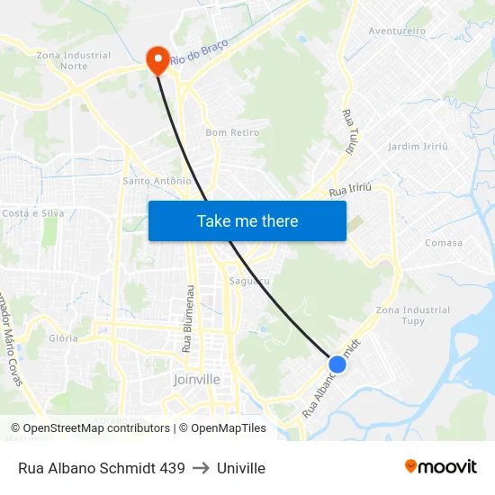 Rua Albano Schmidt 439 to Univille map