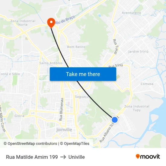 Rua Matilde Amim 199 to Univille map