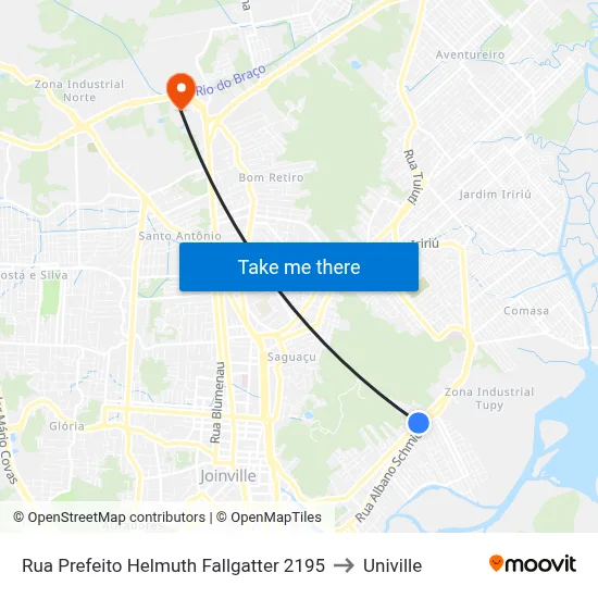 Rua Prefeito Helmuth Fallgatter 2195 to Univille map