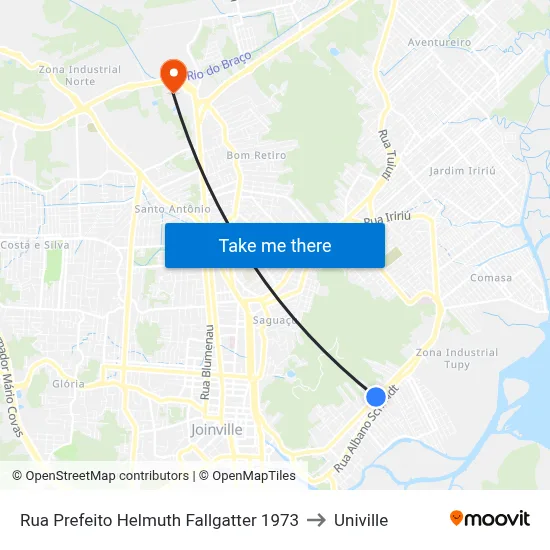 Rua Prefeito Helmuth Fallgatter 1973 to Univille map