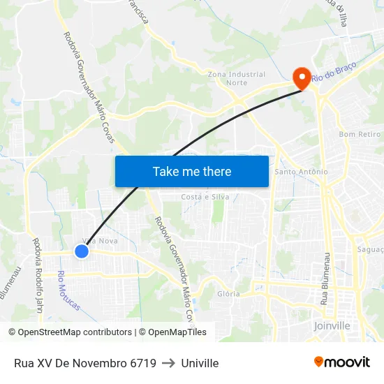 Rua XV De Novembro 6719 to Univille map
